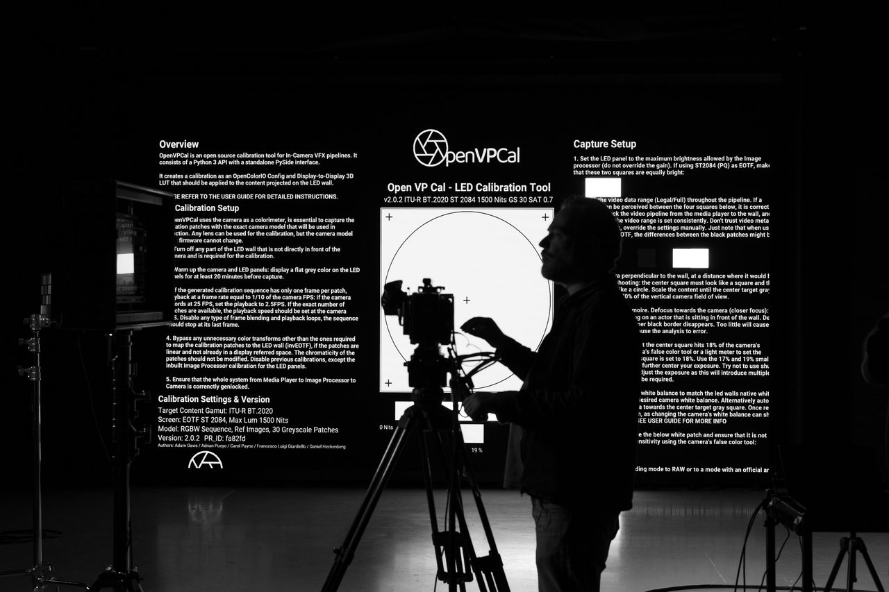 OpenVPCal LED-wall calibration session for in-camera VFX